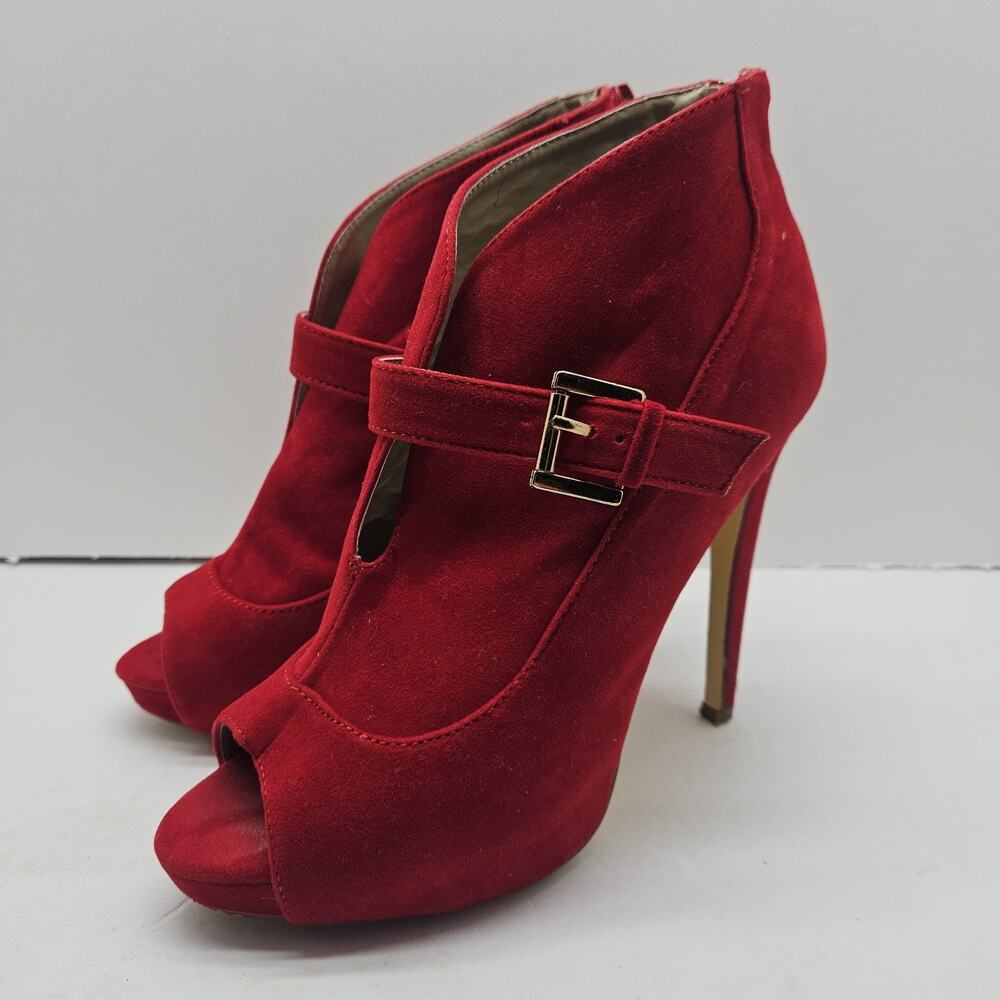 Mark & Maddux Bright Red Stripper Platform Stelletos Size 7.5